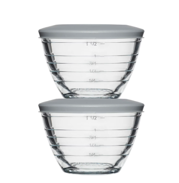 2PC Anchor Hocking 4In12 Glass Prep 2-Cup Bowl W / Lid Set - Clear