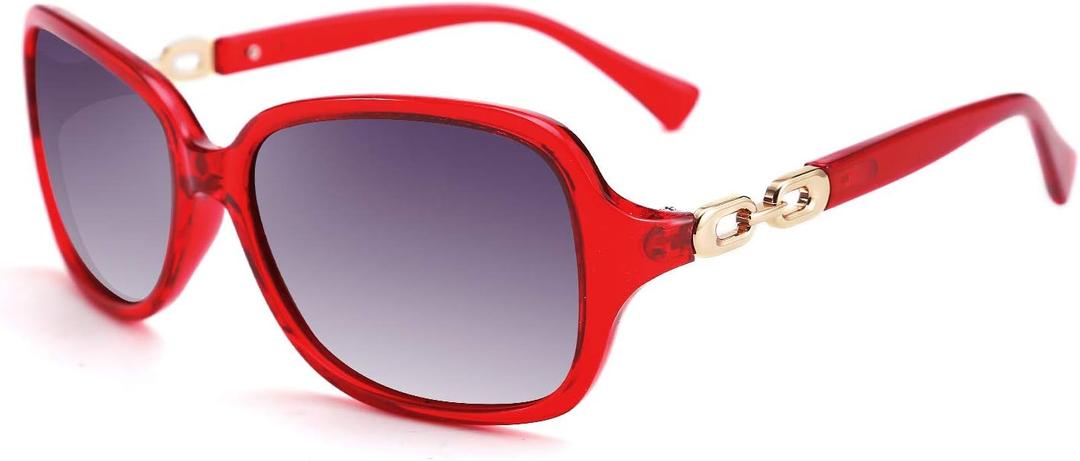 FEISEDY Vintage Square Polarized Sunglasses for Women UV400 Travel Driving Fashion Arcuate Sunglasses B2526 (Wine Red)
