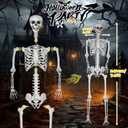 Halloween Giant Skeleton, Large Realistic Full Body Skeleton with Movable Joints for Halloween Party Haunted House Indoor Outdoor Decoration (7.8ft-1P), 7.8ft X 1.6ft