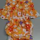 babygoal Baby Girl Swimsuits with Reusable Swim Diaper 2-Piece, Tankini Bathing Suit Swimwear for Infant and Toddler (Orange#flower)