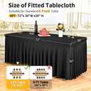 6 Packs Black Spandex Table Clothes for 6 Ft Tables
