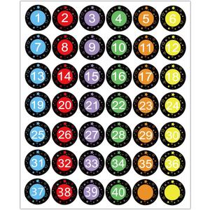 6 x 1-40 Numbers Round Labels Stickers, 1 Inch Self-Adhesive Small Number Stickers Colorful Border Round Label for Classroom, Office, Organizing Inventory Storage (504Pcs)