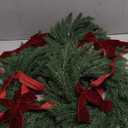 4 Pack 11 Inch Mini Christmas Wreath Small Christmas Kitchen Cabinet Wreaths with Red Velvet Bow Artificial Norfolk Pine Wreath Outdoor Christmas Wreaths for Windows Door Chairs Wall Stairs Home Decor