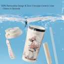 Ceramic Coffee Travel Mug with Lid and Straw, Pure Ceramic Liner not Coated, Insulated Coffee Mug, Leak Proof Tumbler, Cute Coffee Cup for Office Camping-19oz (Girl skater)