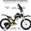 KEANO Motocross Style Kids Bike for Boys Girls Ages 3-7 Years, 12 & 16 Inch Bikes with Training Wheels and Number Plate, Children Bicycles Black