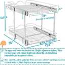 OCG 2 Tier Pull Out Cabinet Organizer (12.5" W x 18" D), Pull Out Drawers for Kitchen Cabinets, Pull Out Shelves for Base Cabinet Organization in Kitchen Bathroom Pantry, Chrome Finish