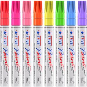 TFIVE Luminous Paint Markers, 8 Colors Neon UV Paint Pens for Blacklight - Oil-Based, Medium Tip, Waterproof Permanent Marker Pens for Rock Painting, DIY Art Crafts, Scrapbooking, Glass Windows
