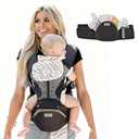 Baby Carrier, MOMTORY Safety-Certified 6-in-1 Baby Carrier Newborn to Toddler, Adjustable Detachable Infant Baby Hip Seat Carrier for 7-50lbs, All Seasons, Perfect for Shopping Travelling (Black)