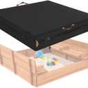 Square Sandbox Cover, Made 600D Heavy Duty for Children's Sandbox Protection Kids Outdoor Sand Boxes Sandpit, with Two Reflective Handles,5 Metre Drawstring and snap47.2" L x 47.2" W x 8" H