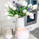 Beferr White Tulips Artificial Flowers 18Pcs Faux Silk Tulip Real Touch Tulip Fake Flowers Bouquets Arrangements for Mother's Day Easter Spring Flowers Gifts Home Table Decor