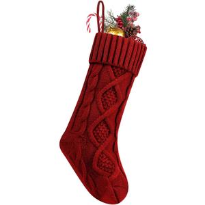 Personalized Stockings Christma, Christmas Stockings, 18 Inches Large Knitted Xmas Stocking for Holiday and Family Stocking for Fireplace Christmas Holiday Party Decoration (Red)