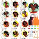 Supervitae 96 Pcs Pre Drawn Canvas Kit for Painting Adults Sip and Paint Kit 5.9 Inch Round Pre Printed Canvas Painting for DIY Birthday Gifts Adult Date Party Favor