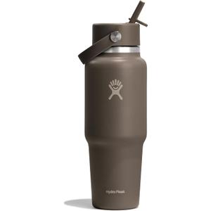 Hydro Flask Travel Water Bottle - Insulated Stainless Steel - Wide Straw Lid, Non Spill, Leakproof in 32 Oz Sandpiper