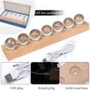 7 Pcs Flower Crystal Ball Night Light with LED Wooden Base, 3D Dandelion, Four-Leaf Clover, Mushroom, Rose, Tulip Plant Lamp for Home Office Gifts for Christmas Decor