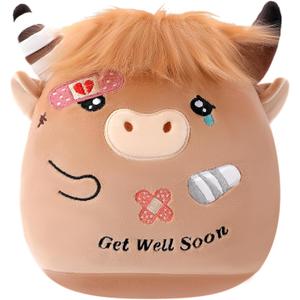 Get Well Highland Cow Plush - Adorable Cow Stuffed Animal Toy for All Ages, Perfect Get Well Gift for Kids, 9.45 Inch