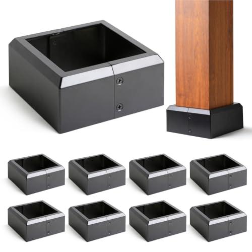 Uphode 6"x6" (Actual: 5.5"x5.5") Deck Post Base Cover Split, Aluminum Post Base Trim Skirt Decorative Black 8Pack