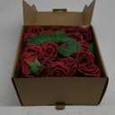 AmyHomie Artificial Flowers Dark Red Rose 100pcs Real Looking Fake Roses w/Stem for DIY Wedding Bouquets Centerpieces Arrangements Party Baby Shower Home Decorations