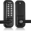 VEVOR Mechanical Keyless Entry Door Lock, 14 Digit Keypad, Embedded Outdoor Gate Door Locks Set with Keypad and Handle, Water-Proof Zinc Alloy, Easy to Install, for Garden, Garage, Yard, Storage Shed (Black)