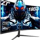 Gawfolk 27 inch Curved Gaming Monitor,144Hz/180Hz PC Monitor Full HD 1080P, Frameless 1800R Computer Display with FreeSync & Eye-Care Technology, Wall Mountable, DP, HDMI Port (Black)