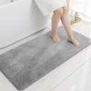 COSY HOMEER Bath Rugs for Bathroom Extra Thick - Anti-Slip Bath Mats Soft Plush Yarn Shaggy 100% Strong Mirco Polyeste Mat Living Room Bedroom Mat Floor Water Absorbent(Grey,24x48 - Inches)