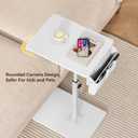 Vagusicc Sofa Armrest Tray Table for Couch, 360 Swivel Height Adjustable TV Tray Table for Small Spaces, Snack Side Table for Couch, Bed, Chair, C Shaped End Side Table for Eating, Reading, Laptop