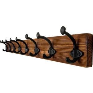 WEBI Rustic Coat Rack Wall Mount,35.43" Long 8 Cast Iron Coat Hooks Wall Mounted,Heavy Duty Wall Coat Hanger Hooks for Hanging Coats,Clothes,Jacket,Brown