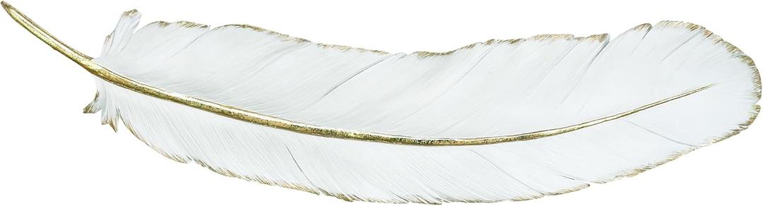 CosmoLiving by Cosmopolitan Polystone Bird Home Wall Decor Feather Wall Sculpture, Wall Art 31" x 1" x 7", White