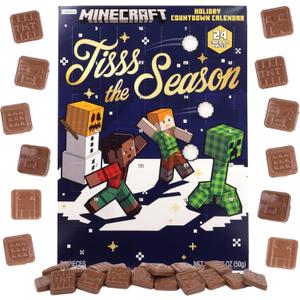 2025 Minecraft Christmas Advent Calendar, 24 Day Holiday Countdown, Chocolate Candy Inside, 1.76 Ounce