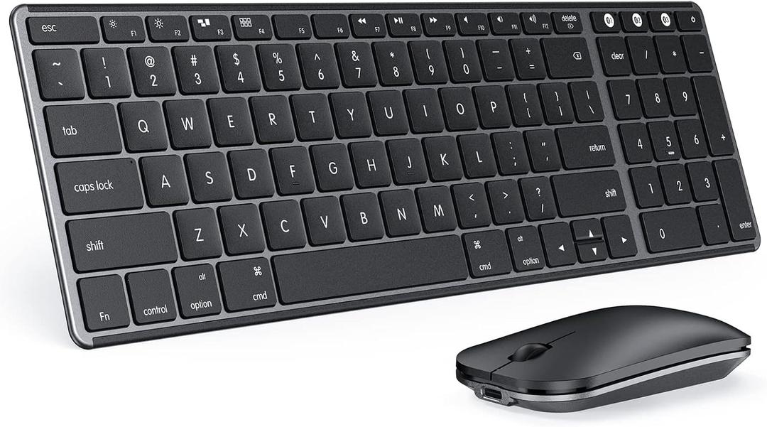 seenda Bluetooth Keyboard and Mouse Combo for Mac, SKM64-2 Rechargeable Silent Wireless Keyboard Mouse Compact Slim, 3 Multi-Device Connection, Compatible for Mac MacBook Pro/Air iPad, Black Gray