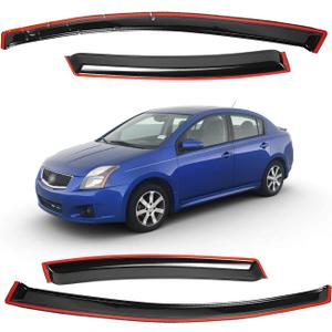 Window Visors for Nissan Sentra 4 Door Sedan 2007-2012 Wind Deflector Sun Rain Guard Vent Weather Shields, Tape-on, Smoke, 4Pcs