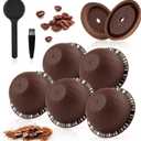 Nespresso Vertuoline Refillable Coffee Pods - 5pcs with 2 Silicone Lids, Scoop, Brush