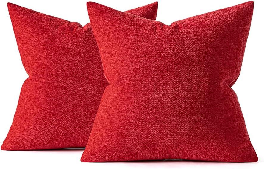 Pack of 2 Red Decorative Pillow Covers 18x18 In
Decorative Pillow Covers 18x18 Inch Soft Chenille Couch Spring Throw Pillows Farmhouse Cushion Covers for Home Decor Sofa Bedroom Living Room