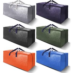 Heavy Duty Extra Large Moving Bags W/Backpack Straps - Strong Handles & Zippers, Storage Totes For Space Saving, Fold Flat, Alternative to Box and Bin (Set of 6, Multicolor)
