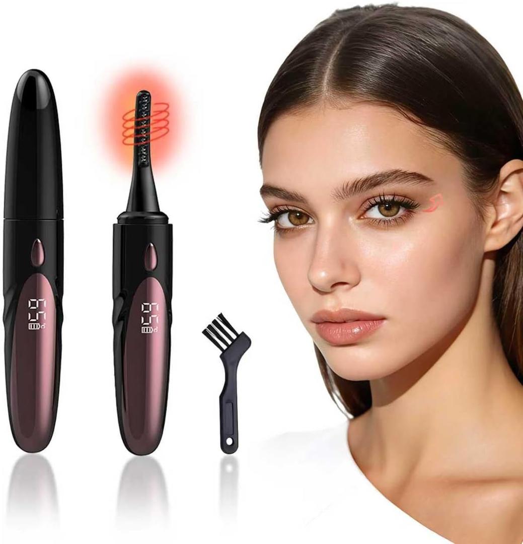 2 x Heated Eyelash Curlers - 10 - Second Rapid Heat - up, Electric Eyelash Curler with 4 Heating Modes, Rechargeable, Makeup Tool with LED Display (Black)