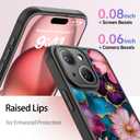 FUNMIKO Cute iPhone 14 Phone Case Wireless Charging & Military-Grade Protection - Trendy Wildflower Design for Women Girls, Matte Cover with Shockproof Corners - Vibrant Flower Pattern