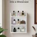 3-Tier Trinket Shelf, 10" x 12" Small Display Shelf for Wall or Countertop, Wooden Knick-Knack Shelves for Collectibles, Perfume & Crystal Storage, White