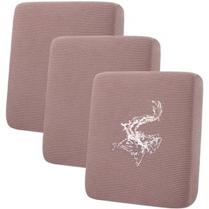 hyha Waterproof Couch Cushion Covers for Pets, Non Slip Sofa Seat Cover for Dogs Washable, Soft Thick Stretch Jacquard Fabric, Sofa Slipcovers with Elastic Bottom (3 Pieces, Camel)