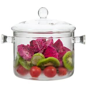 Glass Cooking Pots, 2L/67OZ Heat-Resistant Borosilicate Glass Saucepan with Cover, Cookware Set Stovetop Pot for Soup, Pasta,& Baby Food (67OZ)