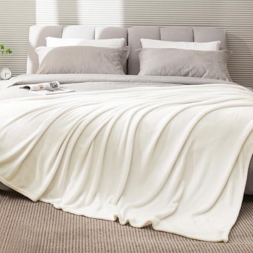 BEDELITE Fleece Blanket King Size Blankets for Bed, Luxury Plush Cozy Fuzzy Blanket 108x90 inches, Super Soft Warm Lightweight Throw Blanket All Seasons Suitable, Cream