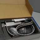 RUACQ Bathroom Faucets, Single Handle Bathroom Sink Waterfall Faucets for 1or 3 Hole, Stainless Steel Washbasin Mixer Tap with Deck, Pop-Up Drain and Supply Hoses (Short, Brushed Nickel)