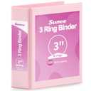 SUNEE 3 Ring Binder 3 Inch 1 Pack, Clear View Binder Three Ring PVC-Free (Fit 8.5x11 Inches) for School or Office Supplies, Pink