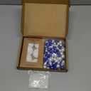 200 Pcs Floating Pearls and 6 Pcs Floating Candles NO Hole Pearls for Vases Candles for Centerpieces Home Weddings Table Party Decor(White, Blue)