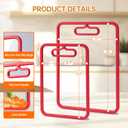 2Pcs Red Glass Cutting Board for Kitchen, Tempered Glass Chopping Board with Non-Slip Edges, Dishwasher Safe Clear Cutting Board Set, Heat & Shatter Resistant, 15"11" & 13"9"