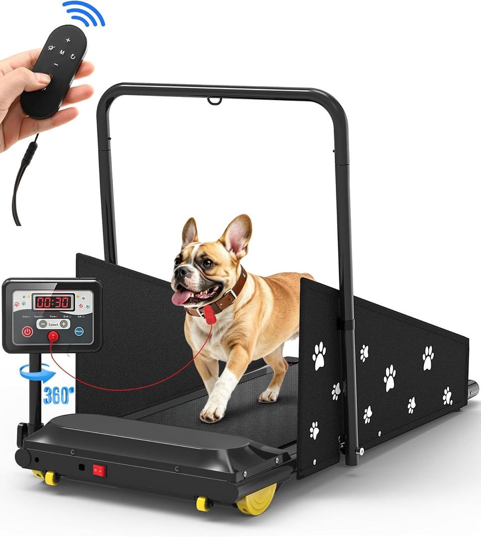 CIIHI Dog Treadmill for Medium Small Dogs - 265lbs Weight Capacity Pet Running Machine with 360 Rotatable Display - 2 in 1 Treadmill for Pet Fitness with Move Wheels and Remote Control