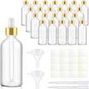 Tessco for you 20 Pack 3.4 oz Glass Dropper Bottles, 100 ml Glass Tincture Bottles with Eye Droppers with Funnel, Labels & Pipette for Essential Oil, Health, Personal Care & Beauty(Amber)