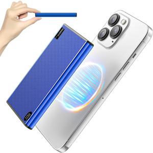 Portable Charger Power Bank, 10,000mAh Wireless Battery Pack, 20W Fast Charging with USB-C Cable, Charge Card Phone Charger Compatible with iPhone 16/15/14/13/12, Samsung (7.9mm-Blue)