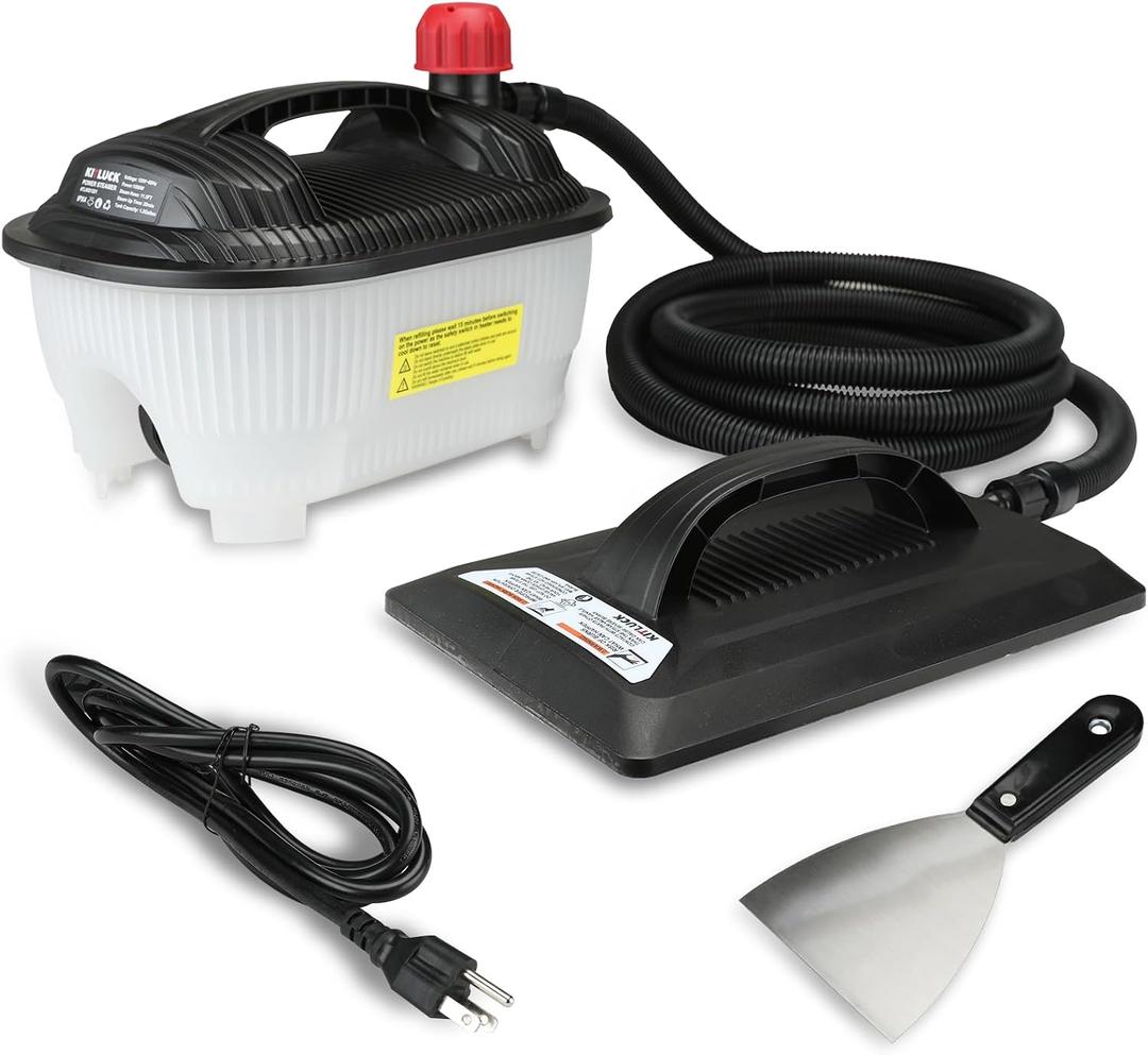 KITLUCK Wallpaper Steamer, 1500W Chemical Free Wallpaper Remover with 11.5 FT Cooling-Touch Hose, 1.2 Gallon Water Tank, Large Steam Plate, Steam Generator, Steam Cleaner for Wallpaper Removal
