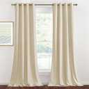 StangH Beige Velvet Curtains Farmhouse Decor for Living Room, 2 Panels Light Diffusing Drapes Privacy Added for Bedroom Grommet Vertical Door Curtains for Basement/Nursery, W52 x L90