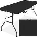 Simpli-Magic 6ft Plastic Folding Table, Indoor Outdoor Heavy Duty Portable w/Handle, Lock for Picnic, Party, Camping - Black (6 feet)