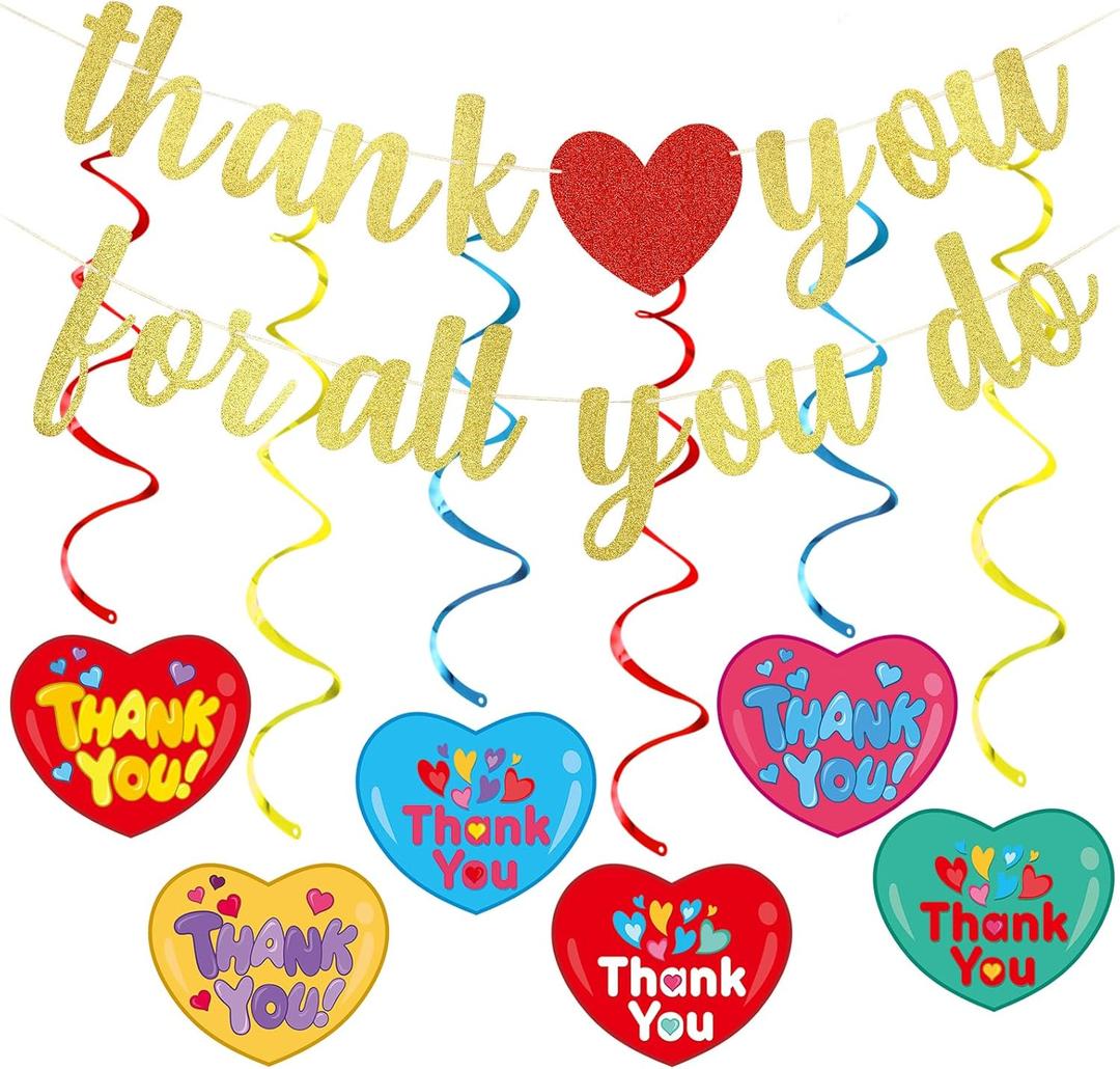 Gold Thank You for All You Do Banner, Thank You We Appreciate You Banner Employee Teacher Appreciation Banner Decorations for Staff Nurse Doctor Teacher Appreciation Party Decorations